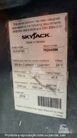 Plataforma Aérea (Elevatória) SkyJack SJ III 4740